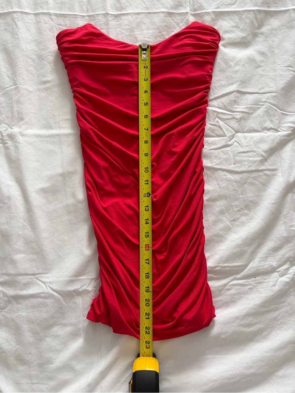 Oh Polly Women’s Red Strapless Ruched Cocktail Party Mini Dress Size 4 - Picture 9 of 9